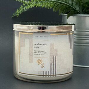 BBW Mahogany Rose Bath & Body Works 3 Wick Candle